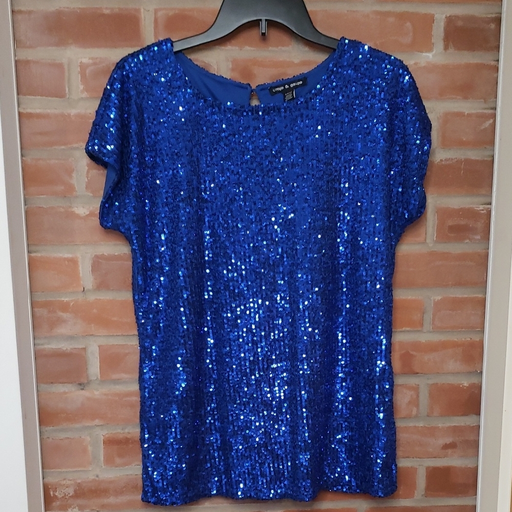 Sequin Short Sleeve Top
